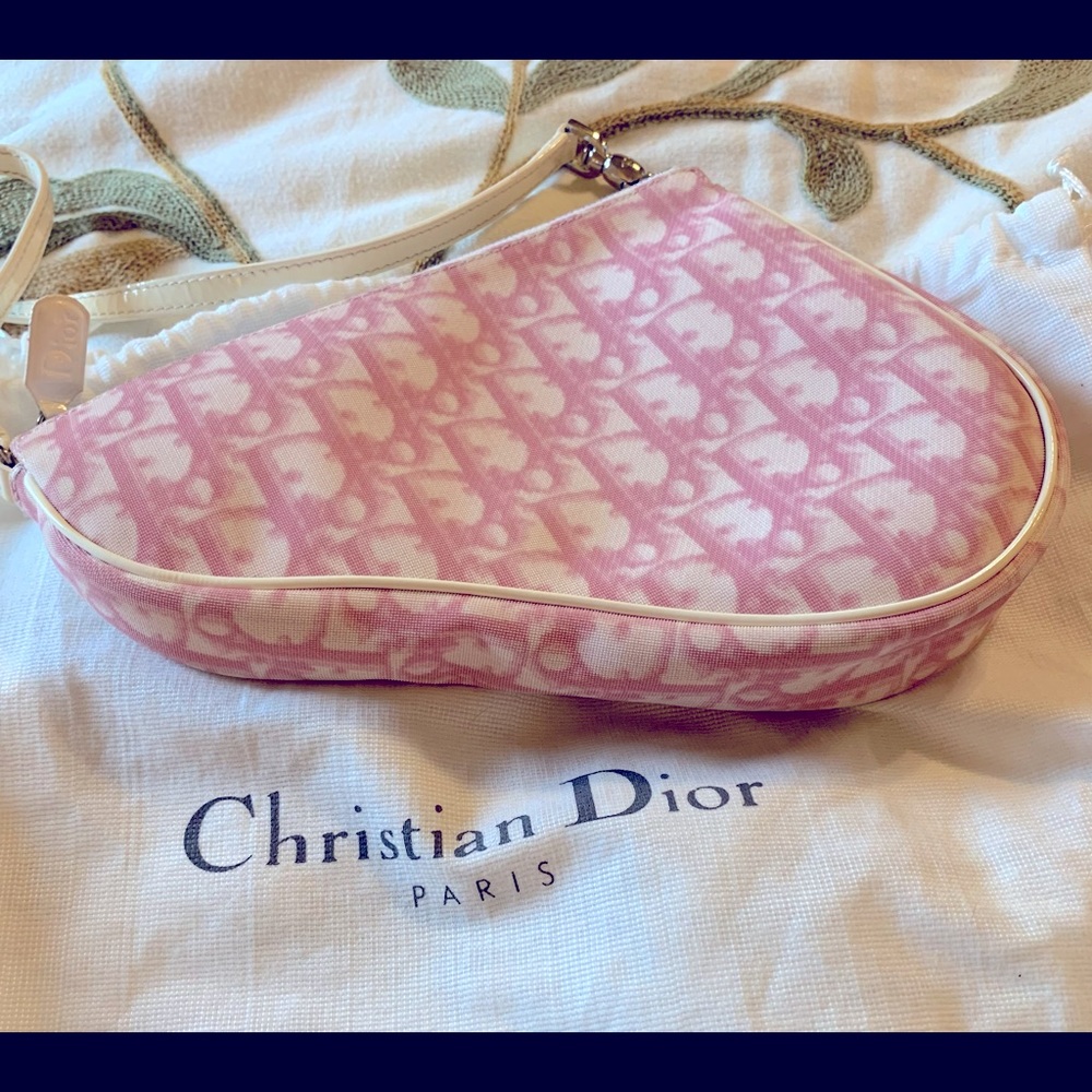 Christian Dior mini pink saddle bag - EUC